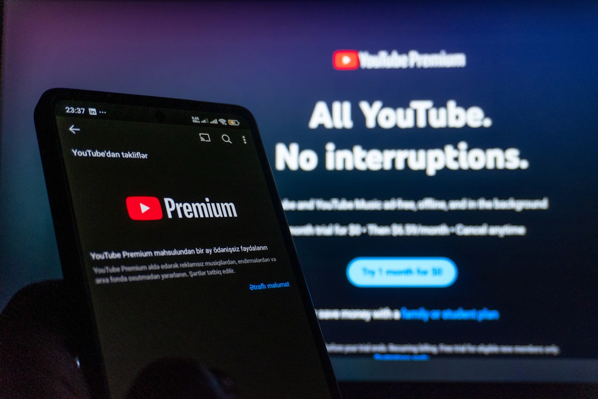 YouTube Premium en pantalla